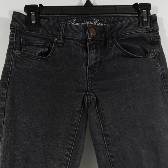 American Eagle Black Denim Super Stretch Skinny Jeans Size 0 - Picture 2 of 8